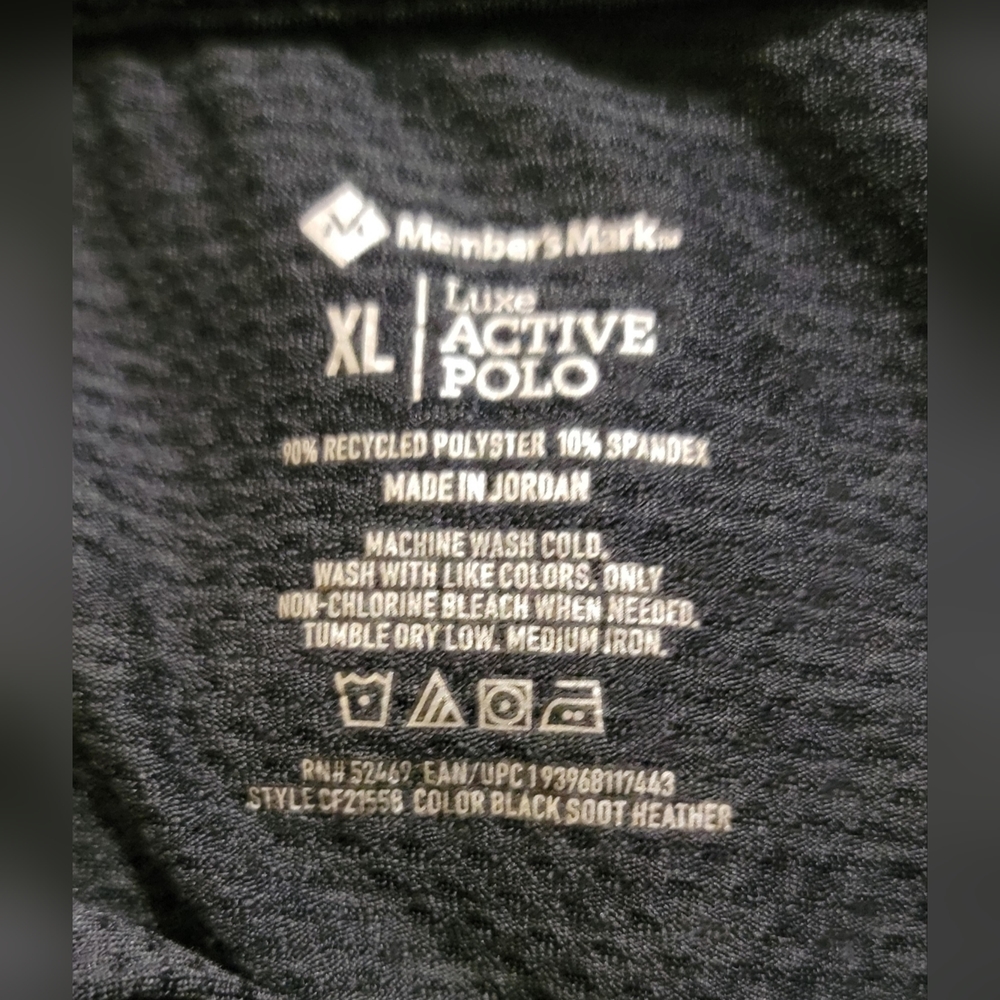 2 Members Mark Active Polo t-shirts - Textured Jacquard - 1 Gray/ 1 Black - Picture 5 of 6